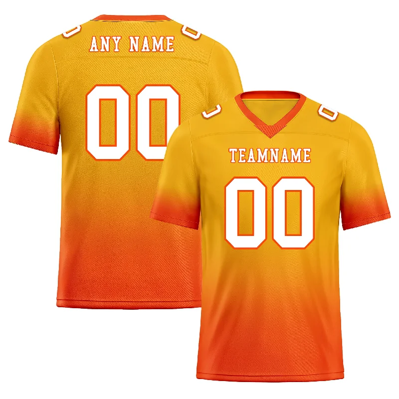 Custom soccer jersey with contrasting sleeves for style-Custom Yellow Orange Fade Fashion Personalized Authentic Football Jersey FBJ02-D06099