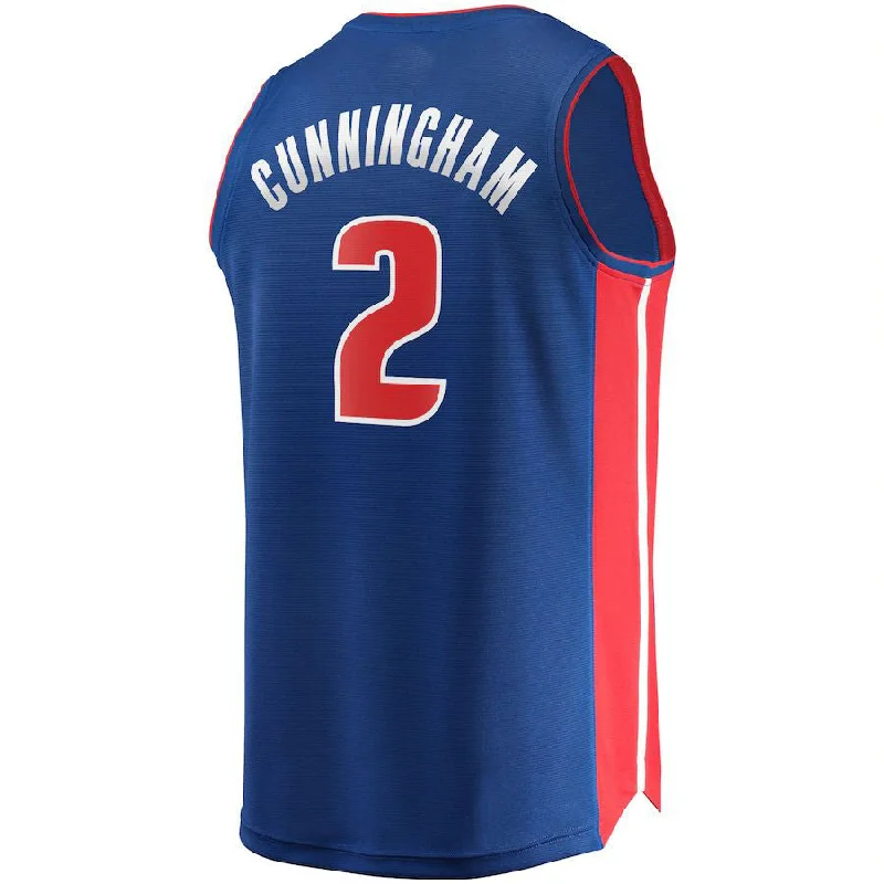 Personalized basketball jersey for end-of-season gifts-D.Pistons #2 Cade Cunningham Fanatics Branded 2021-22 Fast Break Replica Jersey Blue Icon Edition Stitched American Basketball Jersey