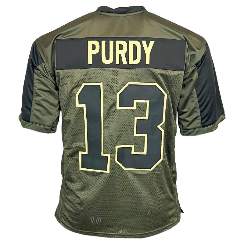 Custom soccer jersey with player details for special events-Brock Purdy Unsigned Salute to Service Football Jersey