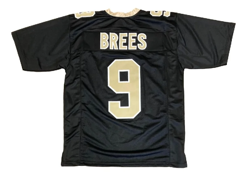 Soccer jersey with extra stretch for better fit-Drew Brees New Orleans Black Football Jersey