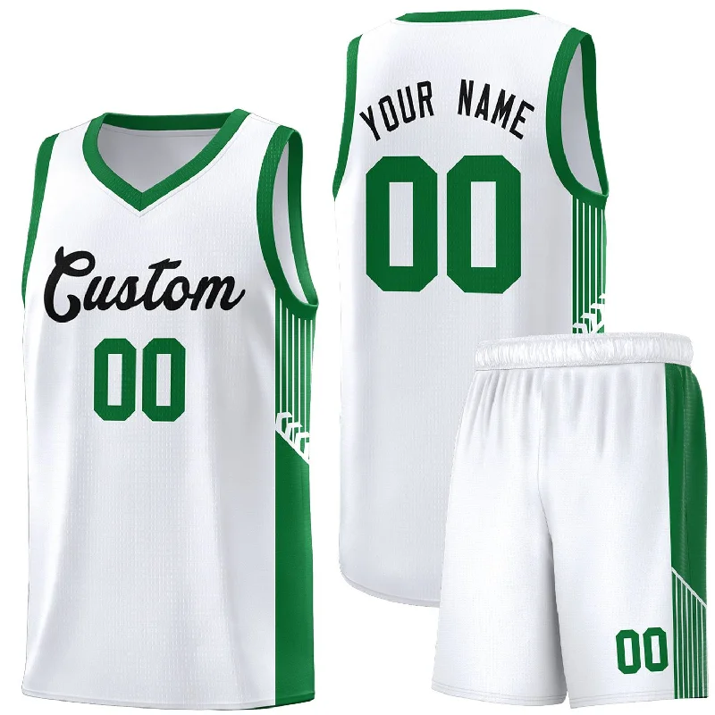 Custom basketball jersey for amateur leagues-Custom White Black Side Stripe Fashion Sports Uniform Basketball Jersey