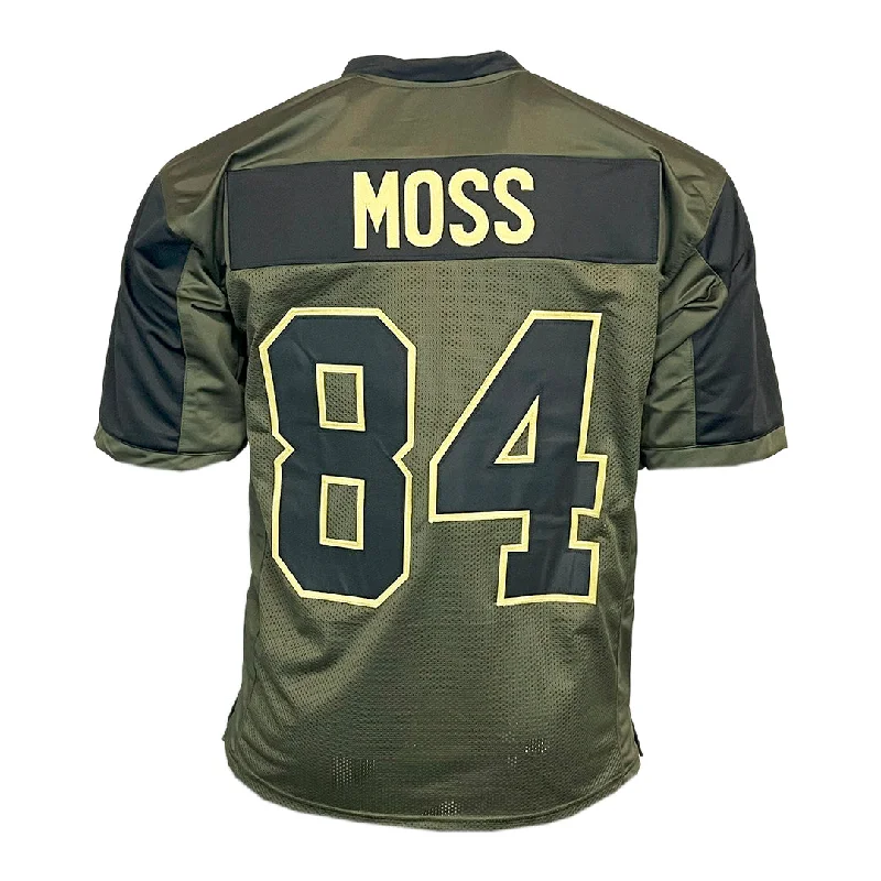 Soccer jersey with functional pockets for convenience-Randy Moss Unsigned Salute to Service Football Jersey