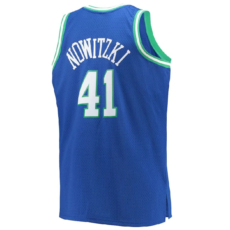 Basketball jersey with adjustable neck design for comfort-D.Mavericks #41 Dirk Nowitzki Mitchell & Ness Big & Tall 1998-99 Hardwood Classics Swingman Jersey Blue Stitched American Basketball Jersey