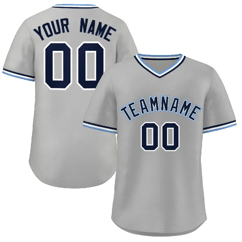 Custom baseball jersey with heat-transfer numbers and names-Custom Gray Royal Classic Style Personalized Authentic Pullover Baseball Jersey