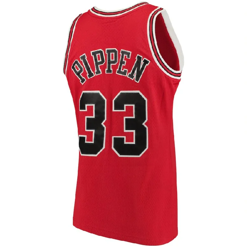 Custom basketball jersey with printed name and number options-C.Bulls #33 Scottie Pippen Mitchell & Ness Big & Tall Hardwood Classics Jersey Red Stitched American Basketball Jersey