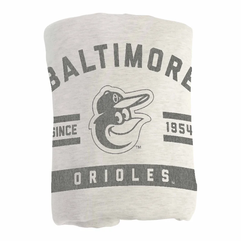 Personalized team wall hangings for sports rooms-Baltimore Orioles Oatmeal Sweatshirt Blanket