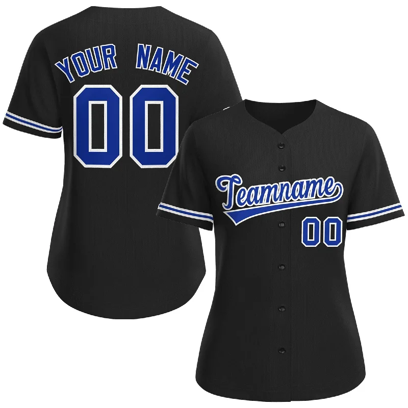 Custom baseball jerseys for corporate teams-Custom Black Royal-White Classic Style Baseball Jersey For Women