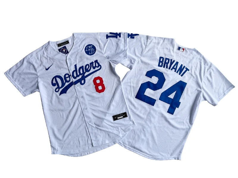 Premium baseball jersey for professional teams-Los Angeles Dodgers 8+24# Kobe Bryant Royal White Jersey