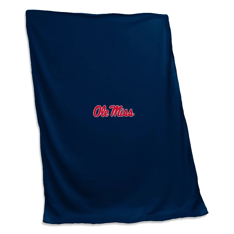 Soft team throws for cold evenings-Ole Miss Alt Script Screened Sweatshirt Blanket