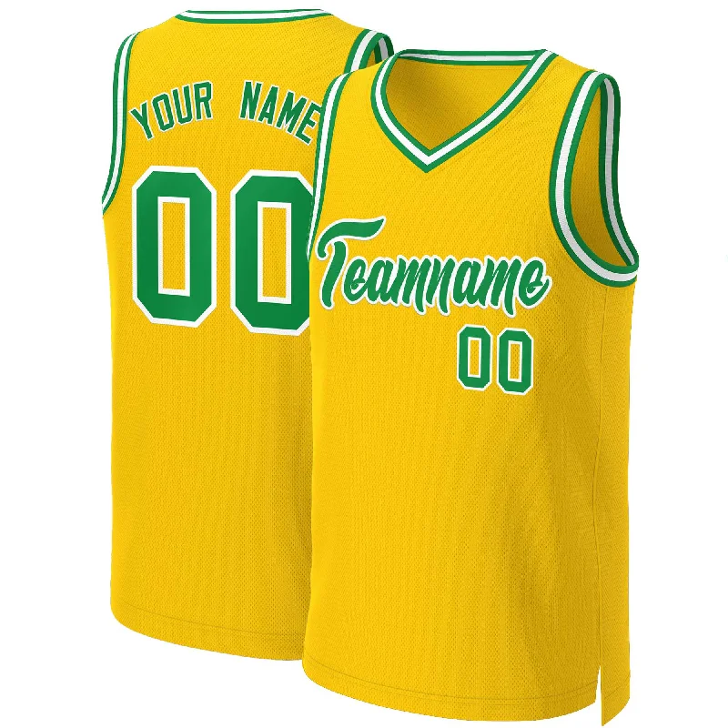 Custom basketball jersey for charity sports events-Custom Yellow Kelly Green-White Classic Tops Basketball Jersey