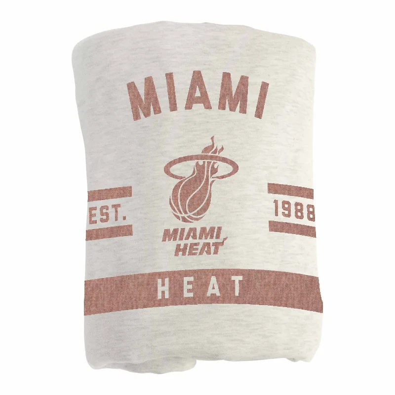 Team logo curtains for living rooms and kitchens-Miami Heat Oatmeal Sweatshirt Blanket