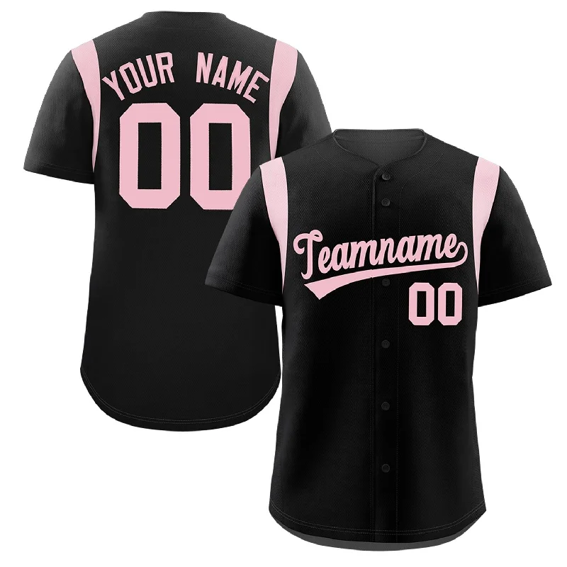 Custom baseball jersey for fundraising sports events-Custom Black Light Pink Classic Style Personalized Full Button Authentic Baseball Jersey