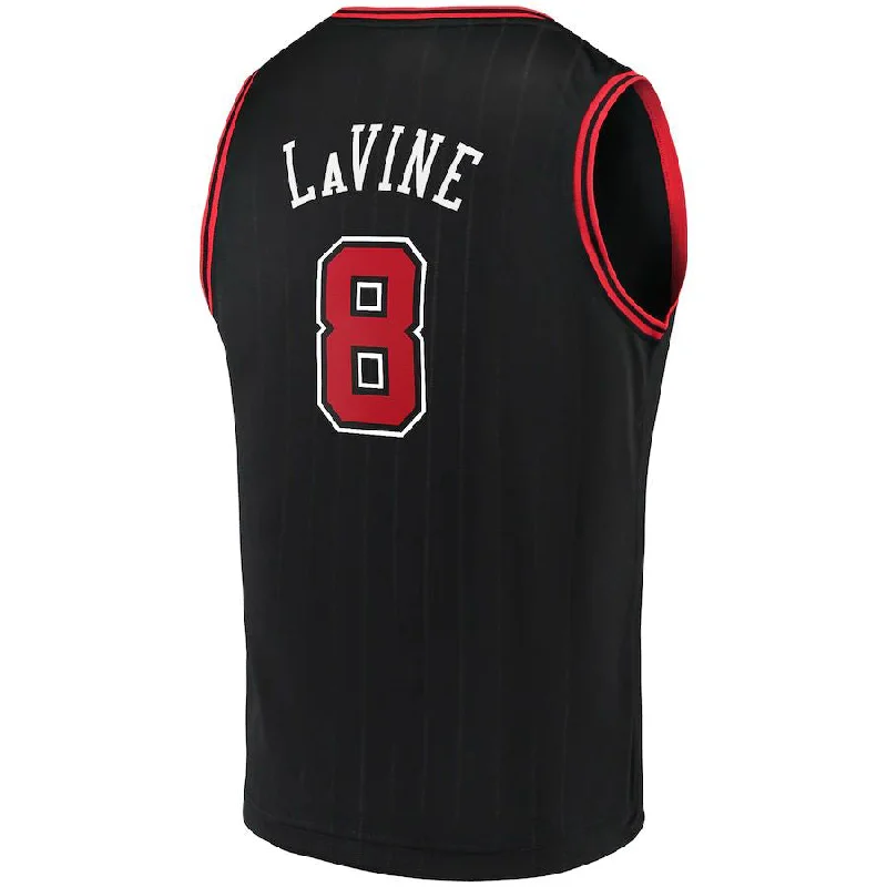 Custom basketball jersey with printed numbers for fan merch-C.Bulls #8 Zach LaVine Fanatics Branded Fast Break Team Replica Jersey Black Statement Edition Stitched American Basketball Jersey