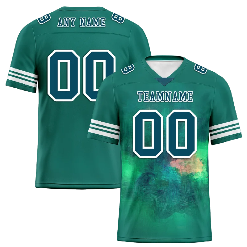 Soccer jersey with long-lasting fabric for durability-Custom Green Tie Dye Aqua Personalized Authentic Football Jersey FBJ02-bc0fa79