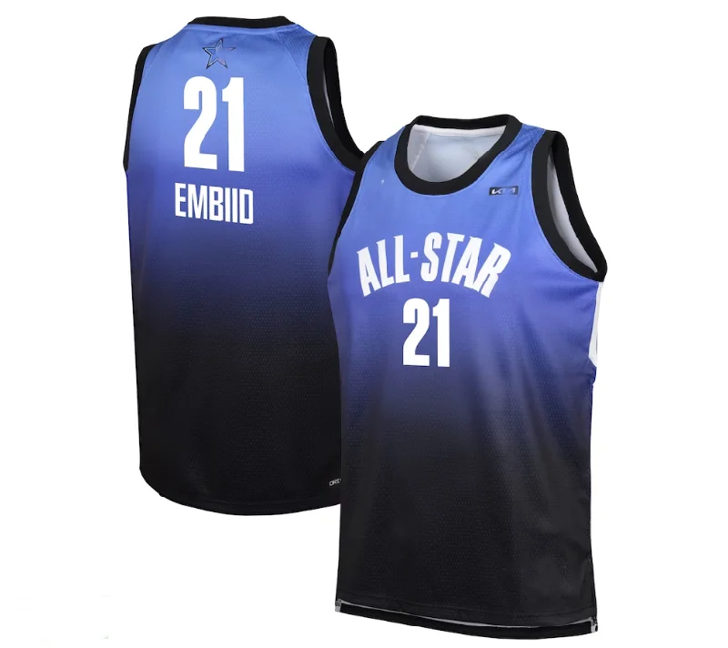 Custom-fit basketball jerseys for men and women-#21 Joel Embiid 2023 All-Star Game Swingman Jersey - Blue Stitched American Basketball Jersey