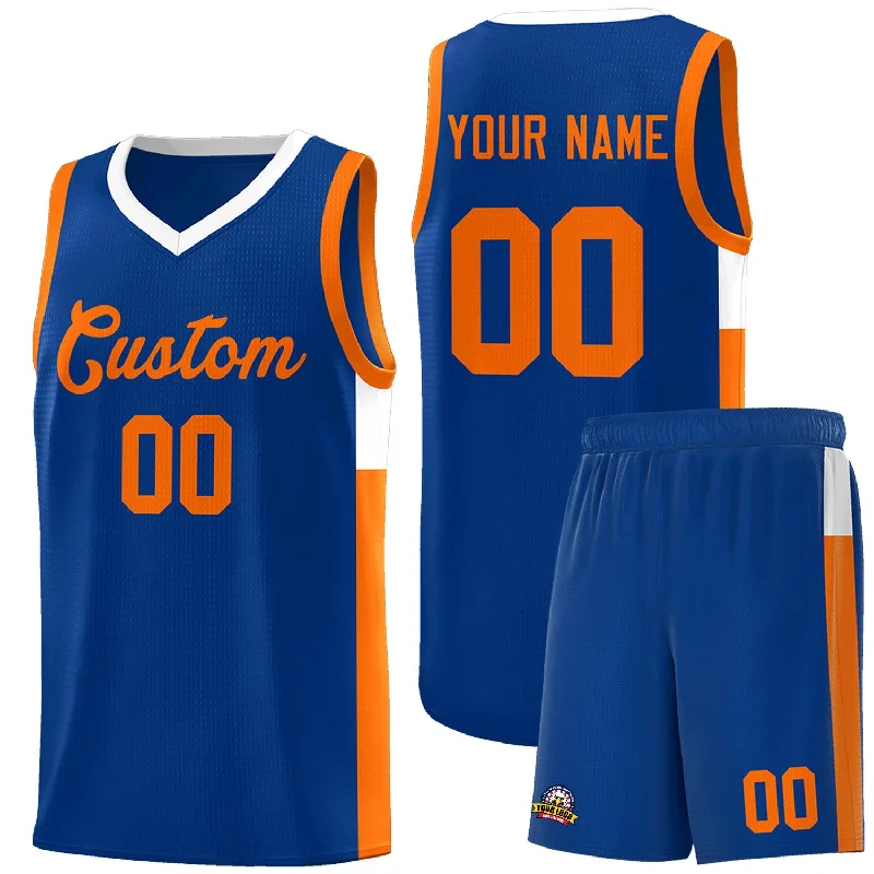 Basketball jersey with contrast trim and piping for style-Custom Royal Orange-White Side Two-Tone Classic Sports Uniform Basketball Jersey