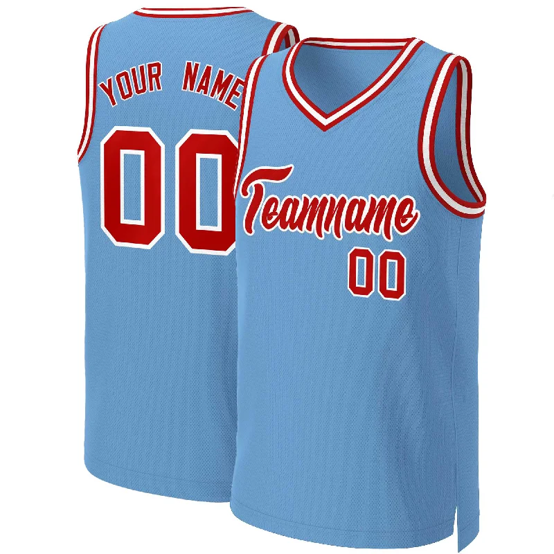 Personalized basketball jersey for game day celebrations-Custom Light Blue Red-White Classic Tops Basketball Jersey