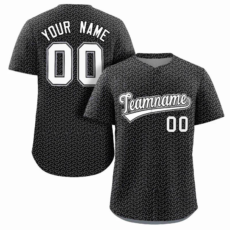 Custom baseball jersey for travel teams-Custom Black White Texture Graffiti Pattern Personalized Authentic Baseball Jersey