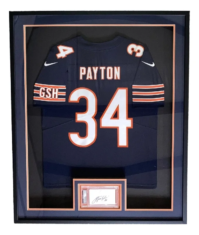 Custom soccer jersey with bold team colors-Walter Payton Framed Bears Nike Football Jersey w/ Slabbed Signed Index Card PSA