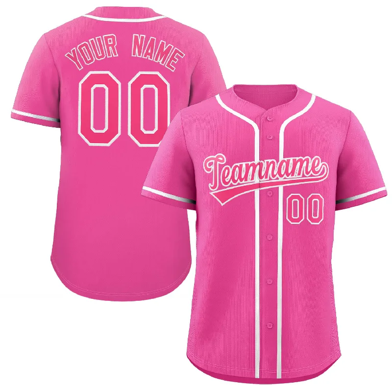 Personalized baseball jersey for holiday gifts-Custom Pink White Classic Style Authentic Baseball Jersey