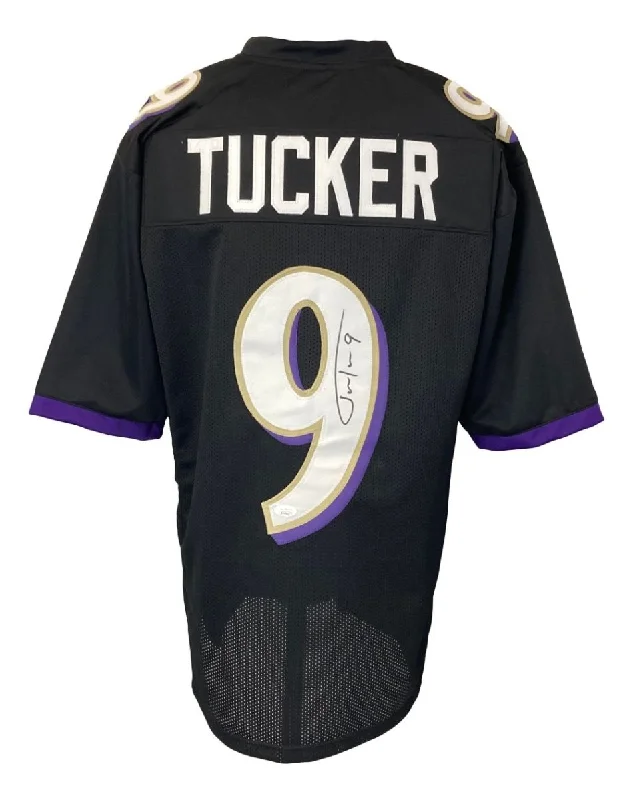 Soccer jersey with stretch fabric for maximum flexibility-Justin Tucker Baltimore Signed Black Football Jersey JSA ITP