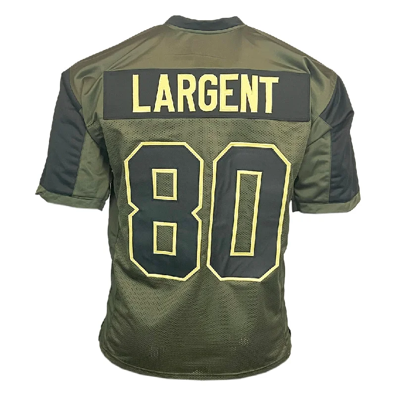 Custom soccer jersey with side mesh panels for breathability-Steve Largent Unsigned Salute to Service Football Jersey