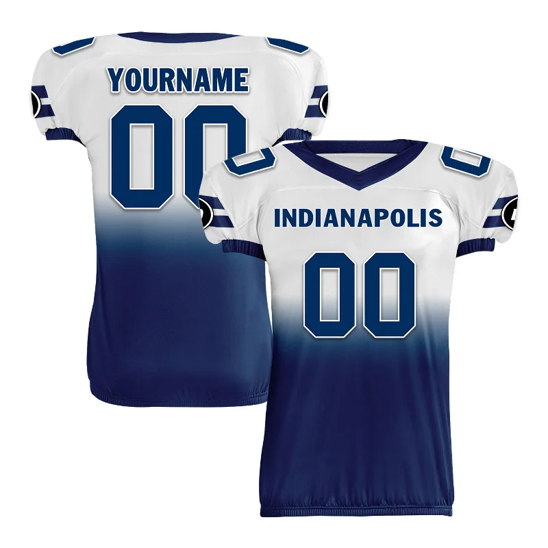 Rugby jerseys for players with extended size range-Custom White Blue Fade Fashion Indianapolis High-Performance American Football Jersey FBJ06-D020252-14