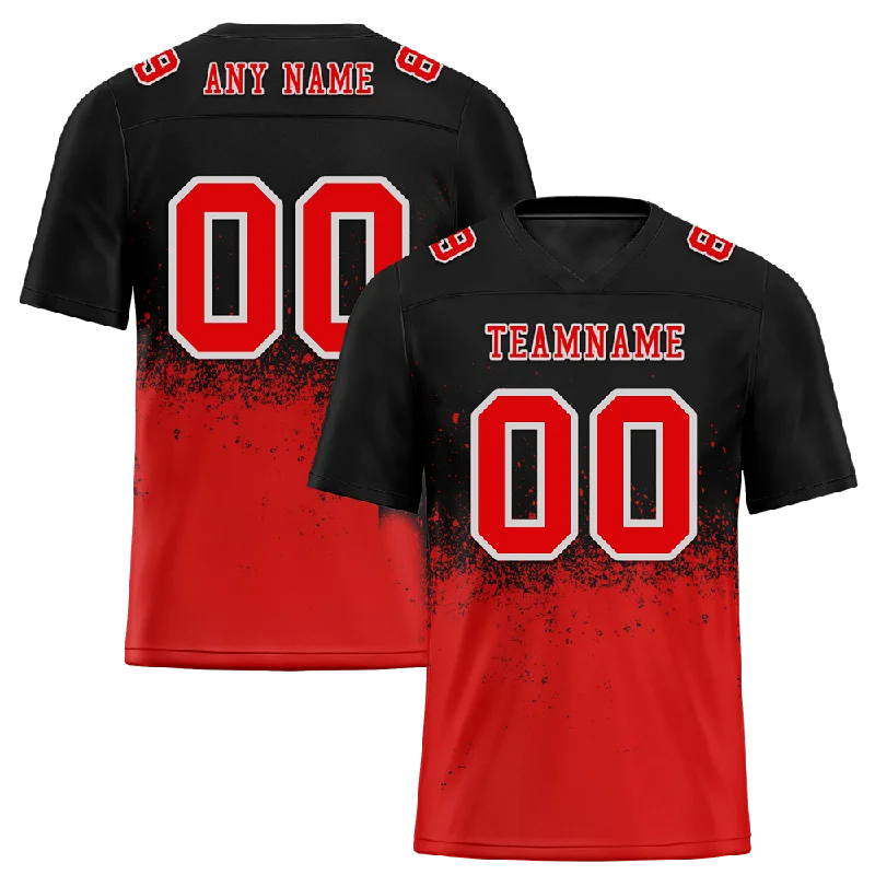 Custom soccer jersey for tournament teams-Custom Black Red Graffiti Pattern Red Personalized Authentic Football Jersey FBJ02-bc0fabf