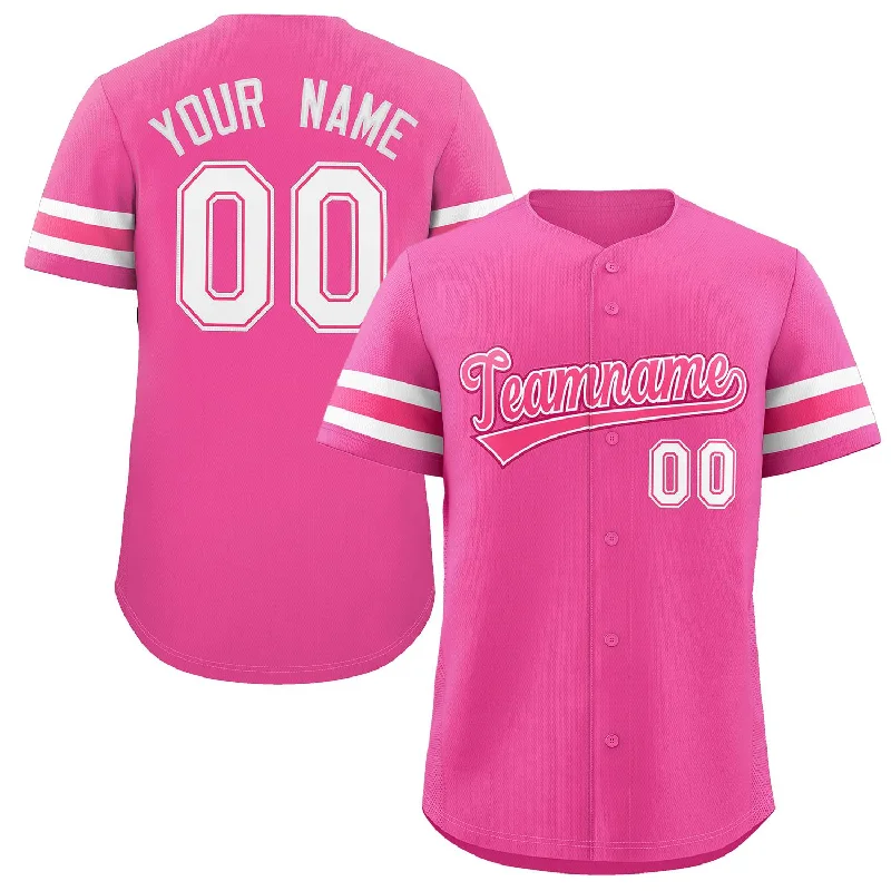 Baseball jersey with moisture-control fabric for peak performance-Custom Pink White Classic Style Authentic Baseball Jersey