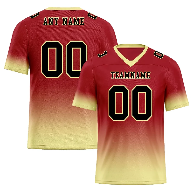 Custom soccer jersey with signature color themes-Custom Red Cream Fade Fashion Personalized Authentic Football Jersey FBJ02-D06094