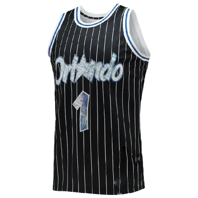 Custom basketball jersey for kids with vibrant designs-O.Magic #1 Penny Hardaway Mitchell & Ness 1996-97 Hardwood Classics 75th Anniversary Diamond Swingman Jersey Black Stitched American Basketball Jersey