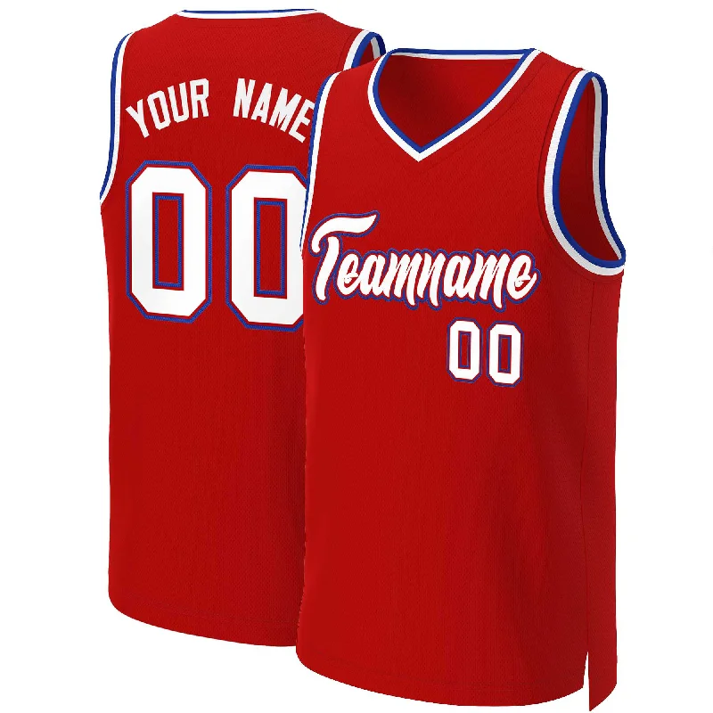 Basketball jersey with bold logos and vibrant color schemes-Custom Red White-Red Classic Tops Basketball Jersey