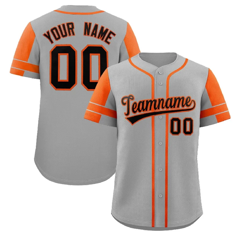 Custom baseball jersey with a vintage look for fans-Custom Gray Orange Personalized Raglan Sleeves Authentic Baseball Jersey