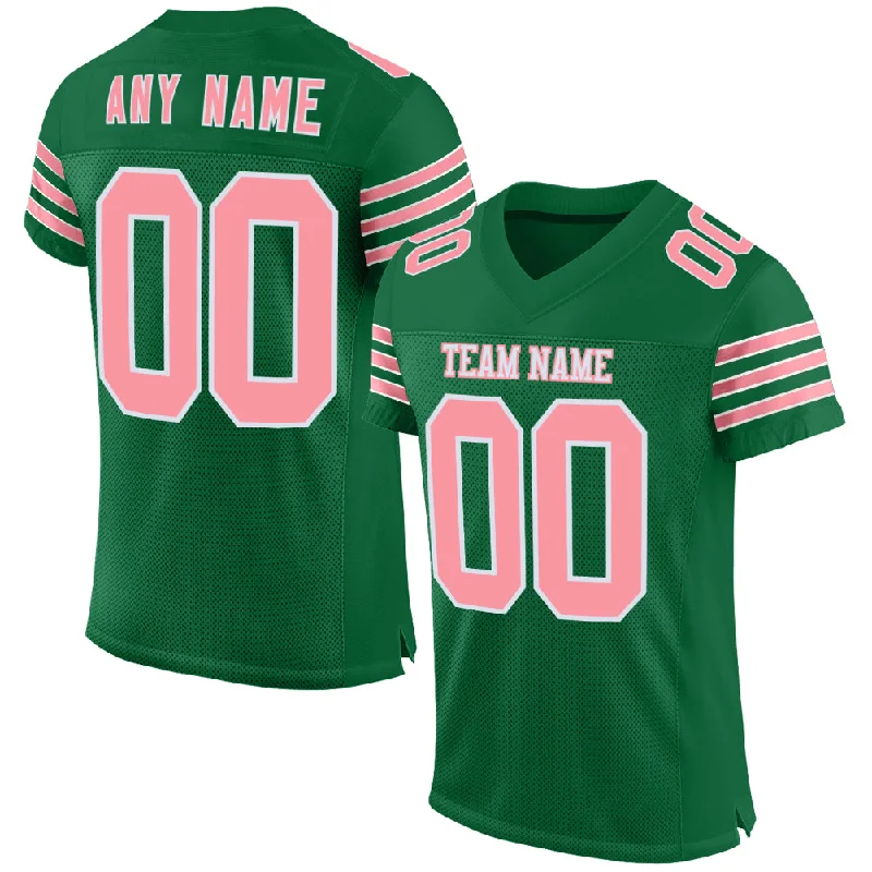 Personalized soccer jersey for professional teams-Custom Kelly Green Medium Pink-White Mesh Authentic Football Jersey