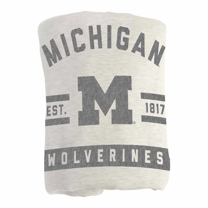 Team-themed bedding and decor for children’s rooms-Michigan Oatmeal Sweatshirt Blanket