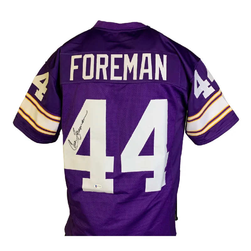 Personalized soccer jersey for community teams-Chuck Foreman Signed Custom Purple Football Jersey