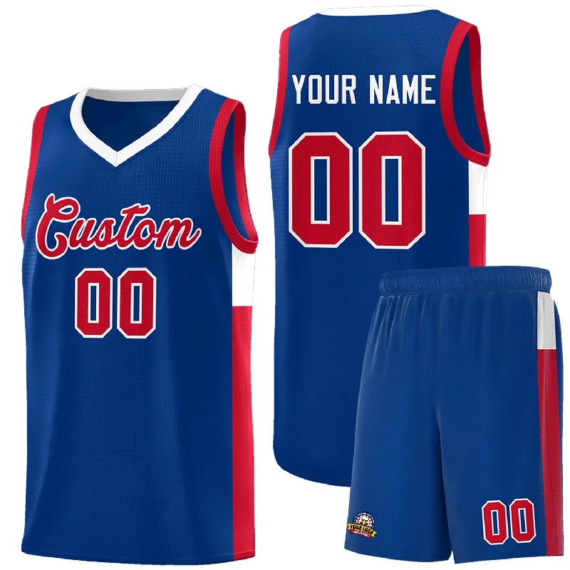 Basketball jersey with long sleeves for colder weather-Custom Royal Red-White Side Two-Tone Classic Sports Uniform Basketball Jersey