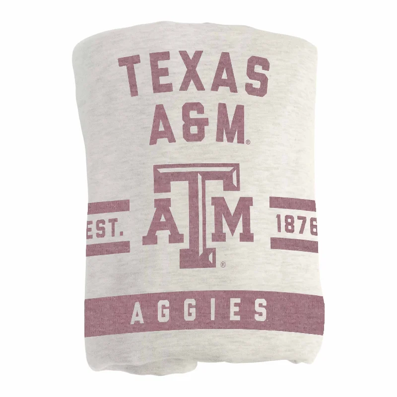 Custom team robes for game days at home-Texas A&M Oatmeal Sweatshirt Blanket