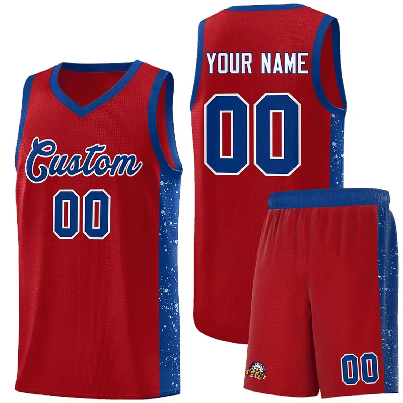 Basketball jersey with moisture-wicking technology-Custom Red Royal-White Side Splash Sports Uniform Basketball Jersey