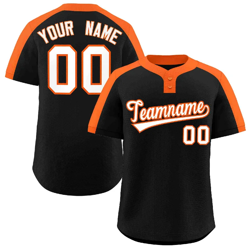 Premium baseball jersey for professional teams-Custom Black White-Orange Classic Style Authentic Two-Button Baseball Jersey