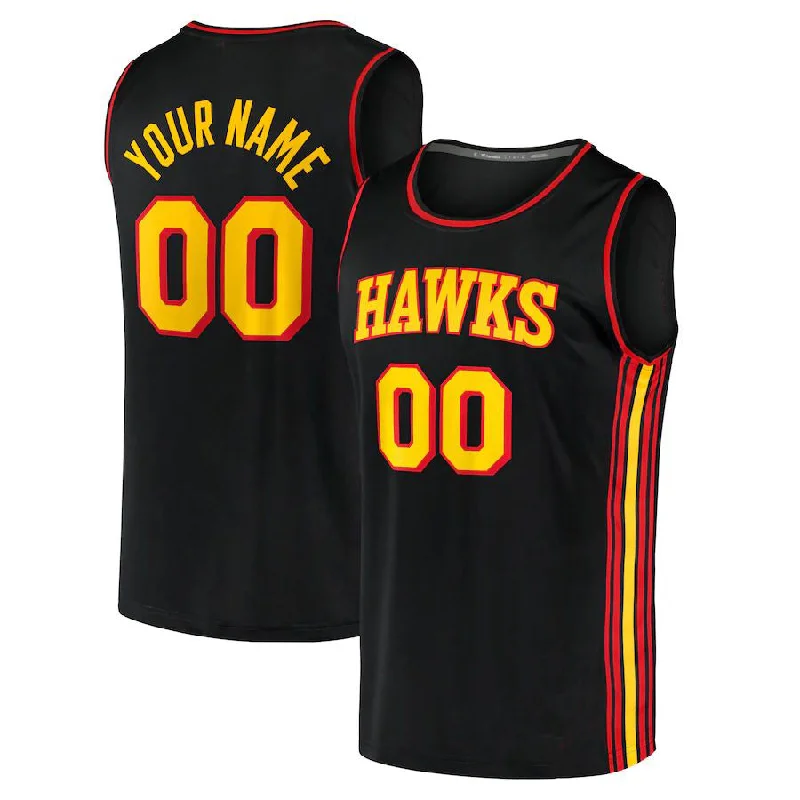 Custom basketball jersey for amateur leagues-Custom A.Hawks Fanatics Branded Fast Break Replica Jersey Black Statement Edition American Stitched Basketball Jersey