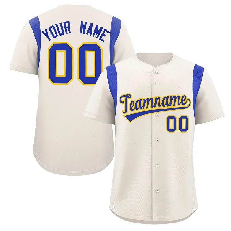 Custom baseball jersey for family team events-Custom Cream Royal Classic Style Personalized Full Button Authentic Baseball Jersey