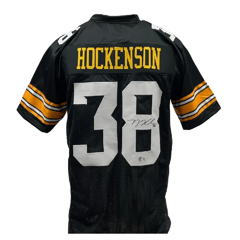 Custom soccer jersey with bright color blocking-TJ Hockenson Signed Custom College Football Jersey