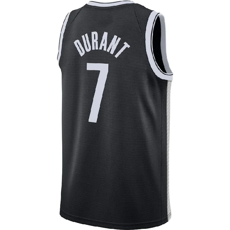 Custom team basketball jersey with sponsor logos-B.Nets #7 Kevin Durant 2020-21 Swingman Jersey Black Icon Edition Stitched American Basketball Jersey