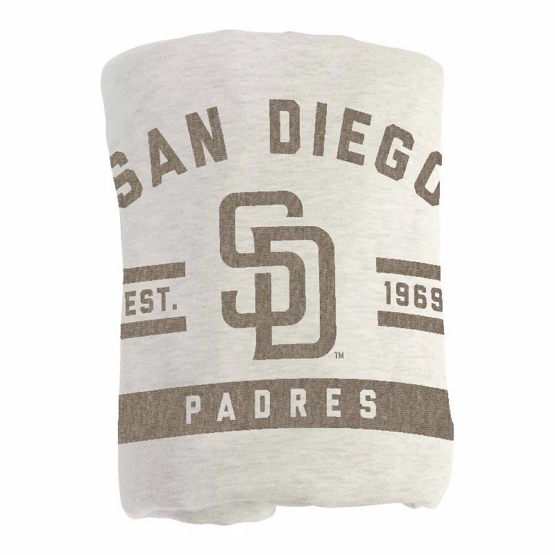 Team logo bedspreads for fan bedrooms-San Diego Padres Oatmeal Sweatshirt Blanket