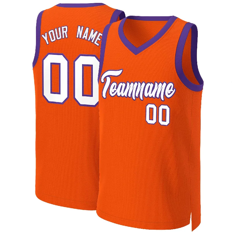 Personalized basketball jersey for birthday gifts-Custom Orange White-Purple Classic Tops Basketball Jersey