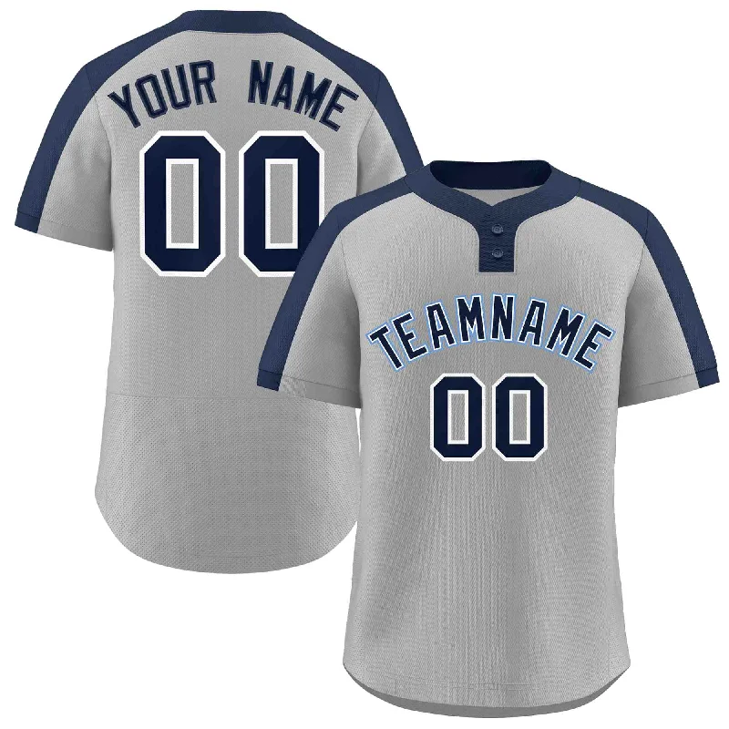 Baseball jersey with moisture-control fabric for peak performance-Custom Gray Navy-White Classic Style Authentic Two-Button Baseball Jersey