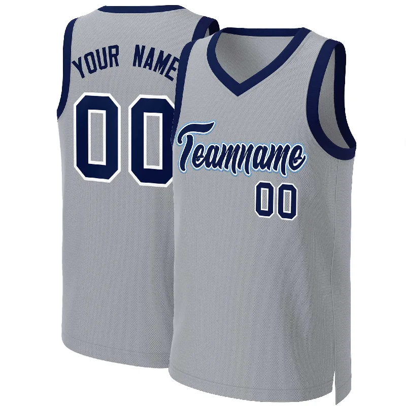 High-performance basketball jersey with advanced fabric technology-Custom Gray Navy-White Classic Tops Basketball Jersey