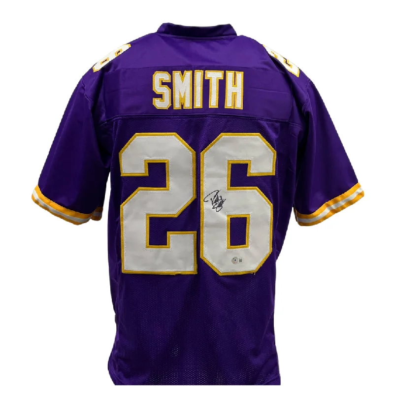 Soccer jersey with signature team logos for fans-Robert Smith Signed Custom Purple Football Jersey