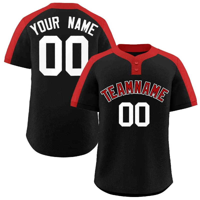 Baseball jersey with retro color schemes for nostalgia-Custom Black Red-Black Classic Style Authentic Two-Button Baseball Jersey